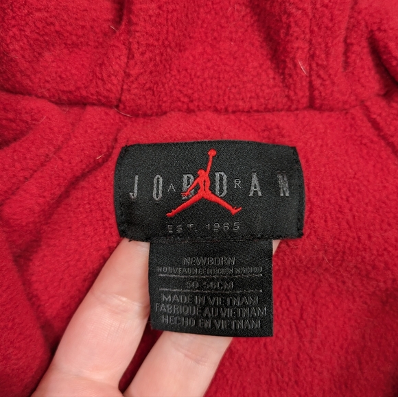 Jordan Jumpman Newborn Baby Red Zip-Up Puffer Snow Suit w/ Foldover Gloves/Socks - Picture 2 of 9